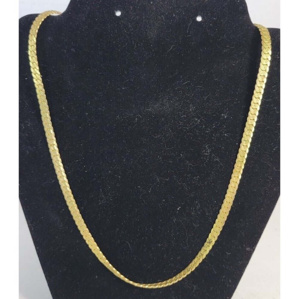 Gold Tone Shiny Chain S Link Choker Necklace Goldtone 22 inches